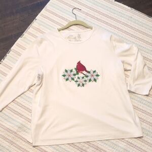 Coral Bay White Long Sleeve, Size XL Tee with Cardinal Embroidery.